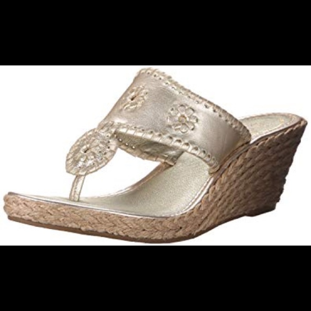 LIKE NEW Jack Rogers Marbella gold wedge 7.5